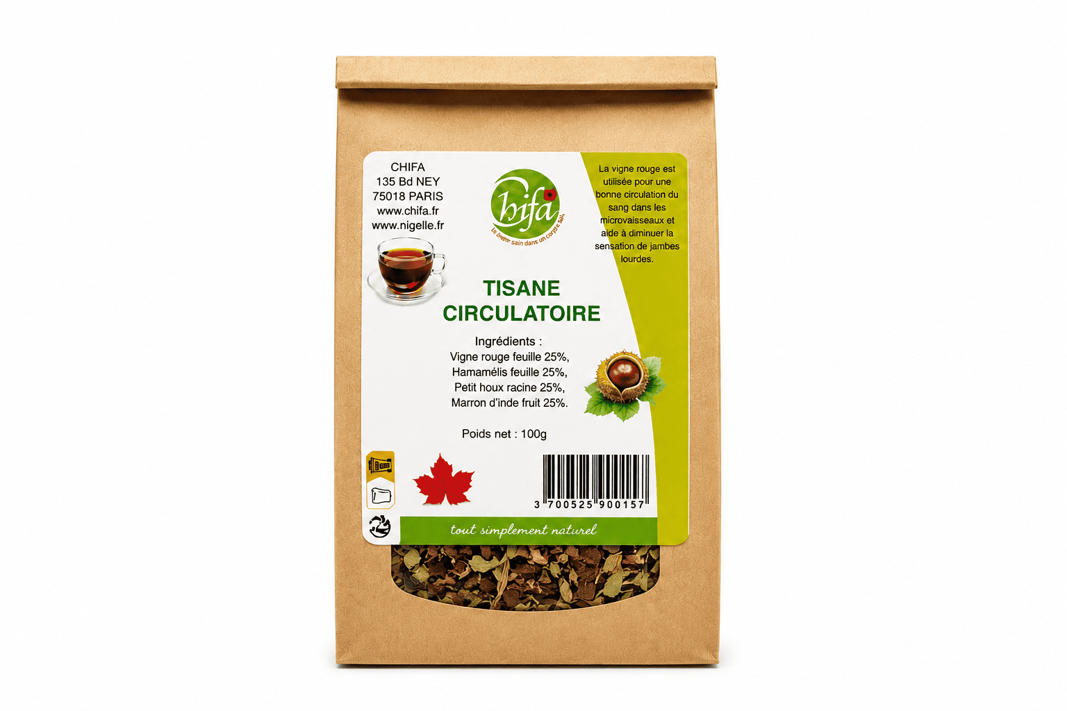tisane bien circulatoire chifa Tisane Circulatoire CHIFA – 100 g – Image 1