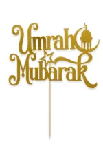 Topper Gâteau « Umrah Mubarak » Doré et Noir – Image 3