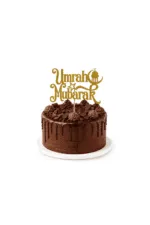 Topper Gâteau « Umrah Mubarak » Doré et Noir