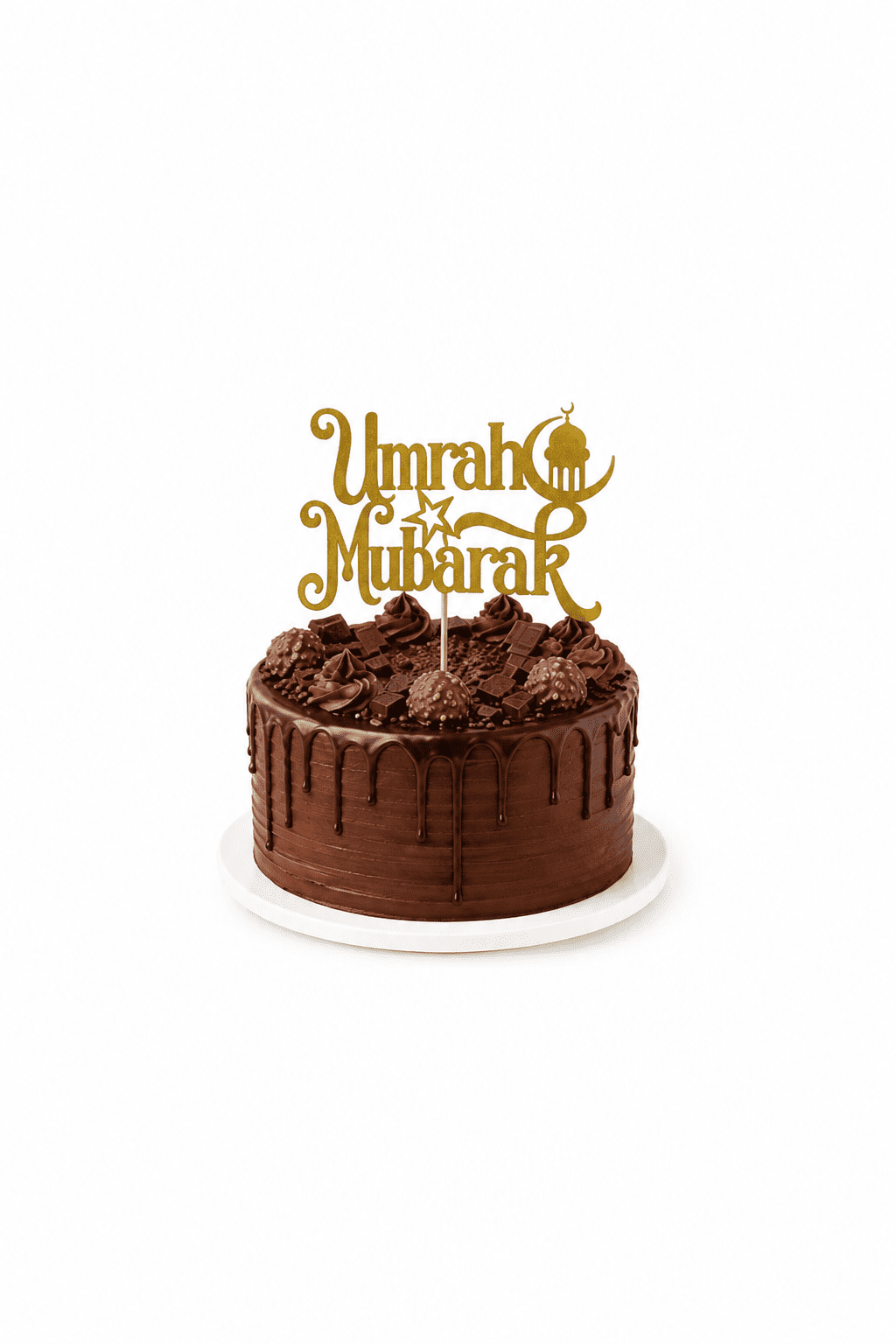 topper umra mubarak d'ore gateaux 1 Topper Gâteau « Umrah Mubarak » Doré et Noir – Image 1