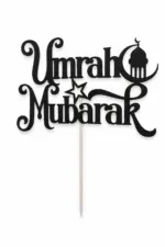 Topper Gâteau « Umrah Mubarak » Doré et Noir – Image 4