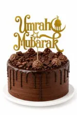 Topper Gâteau « Umrah Mubarak » Doré et Noir – Image 2