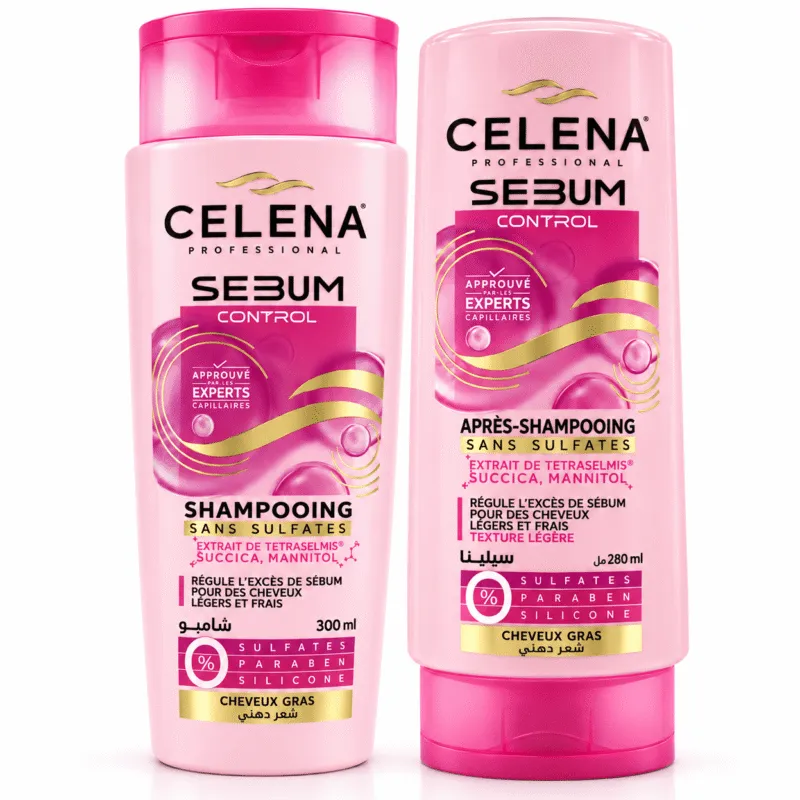 Pack CELENA SEBUM CONTROL shampooing et après-shampooing pour cheveux gras